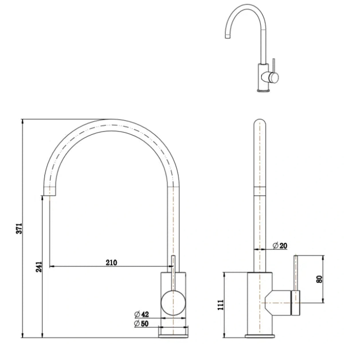 Mica Sink Mixer - Living Brass