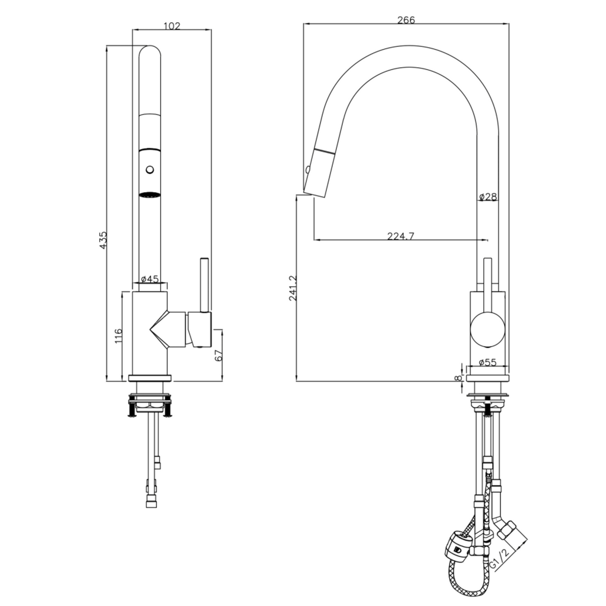 LVB Mica Pull-Out Sink Mixer - Living Brass-V1