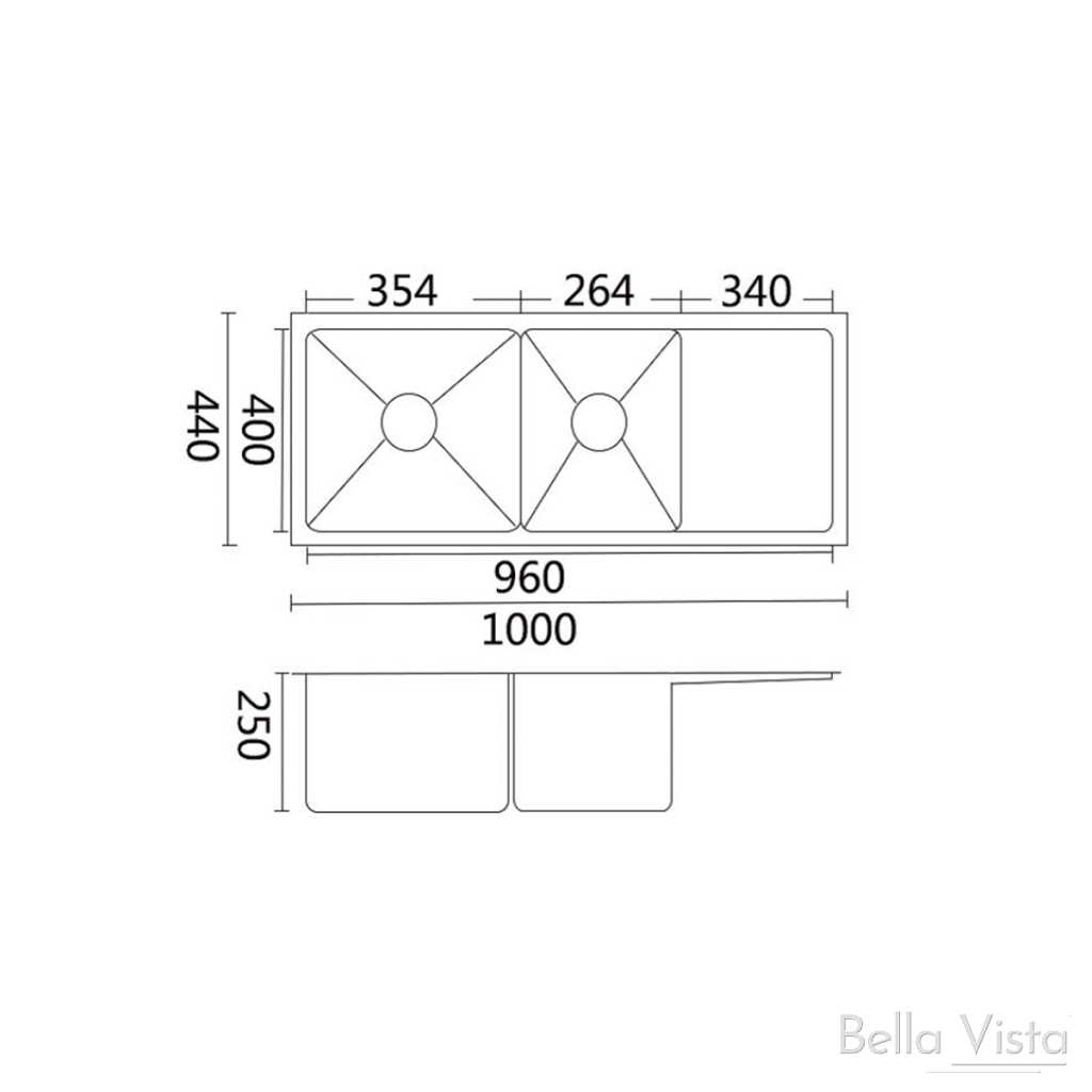 Luminare Stainless Steel Kitchen Sink (1000x440x250)