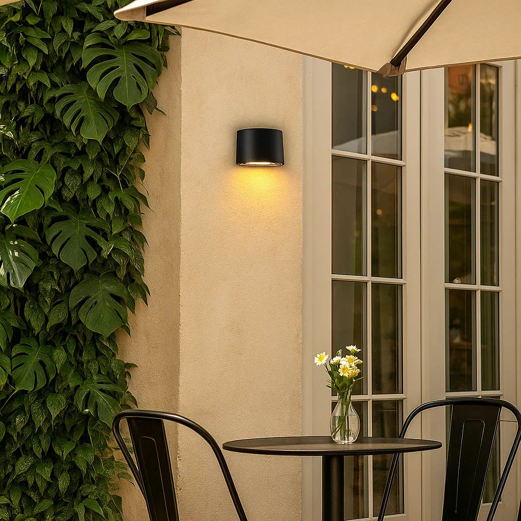 STE: Exterior 12V Matte Black Curved Surface Mounted Step / Wall Lights IP65
