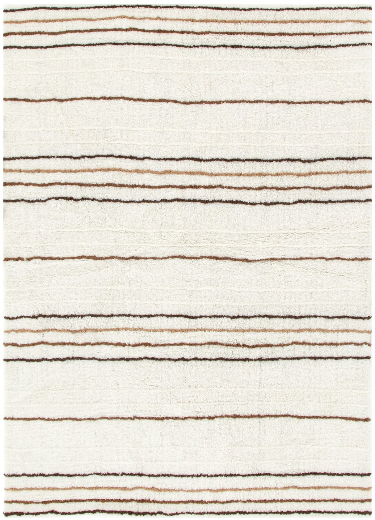 Highlands Beige Stripe Washable Wool Rug
