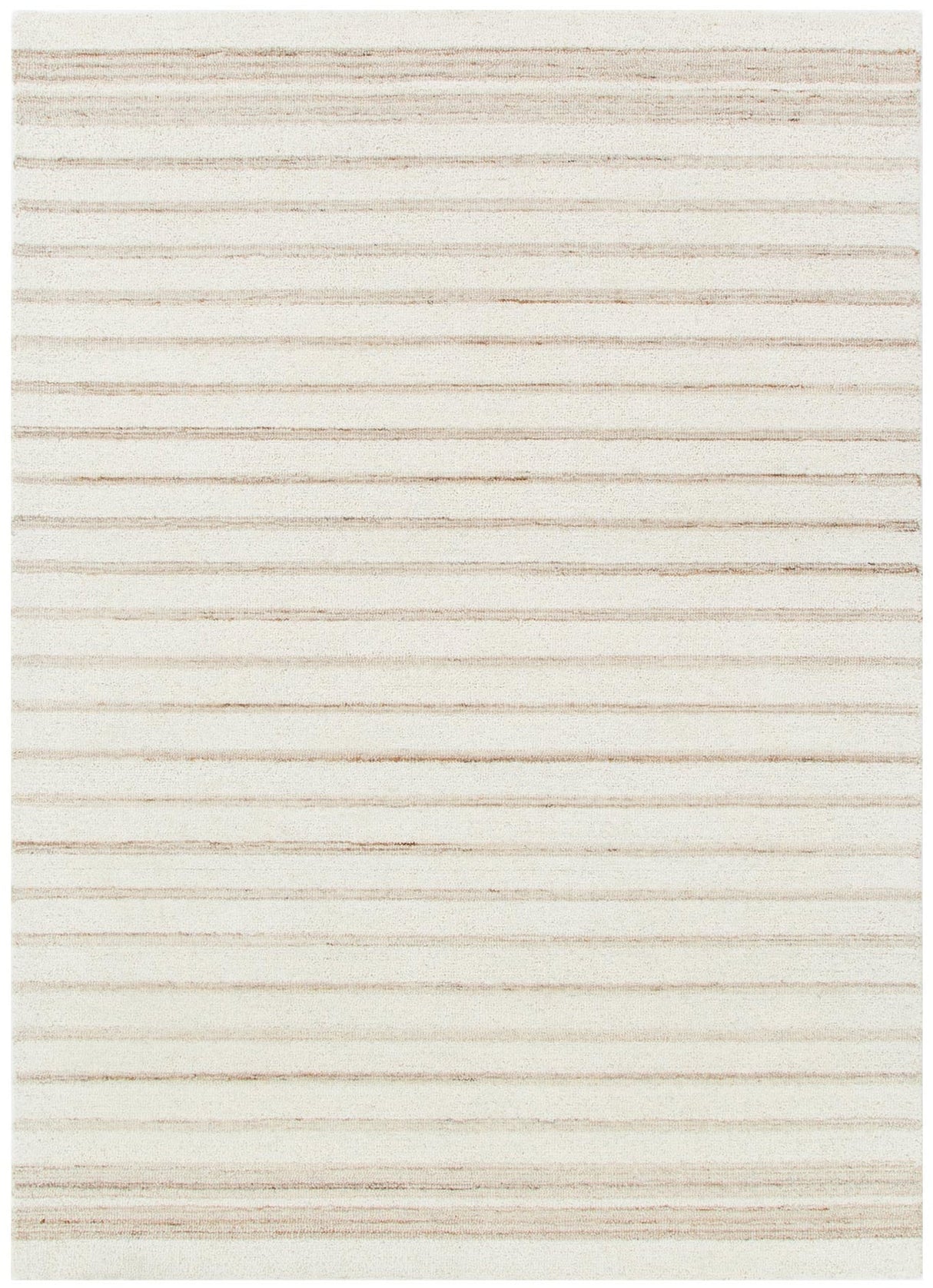 Praia Stripes Ivory Beige Wool Rug