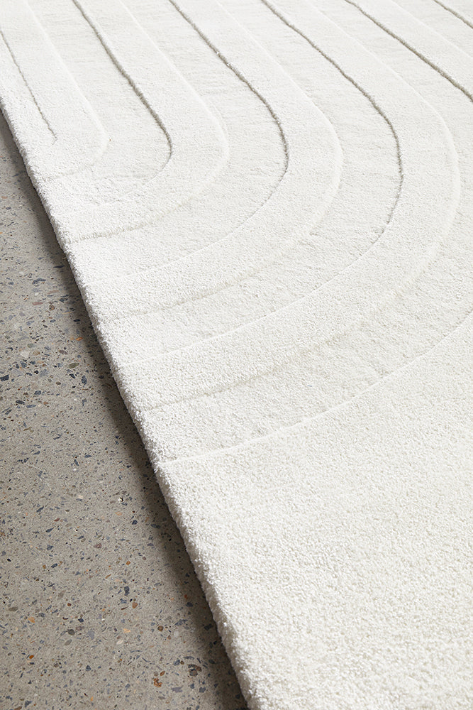 Summit Trail White Wool Viscose Rug