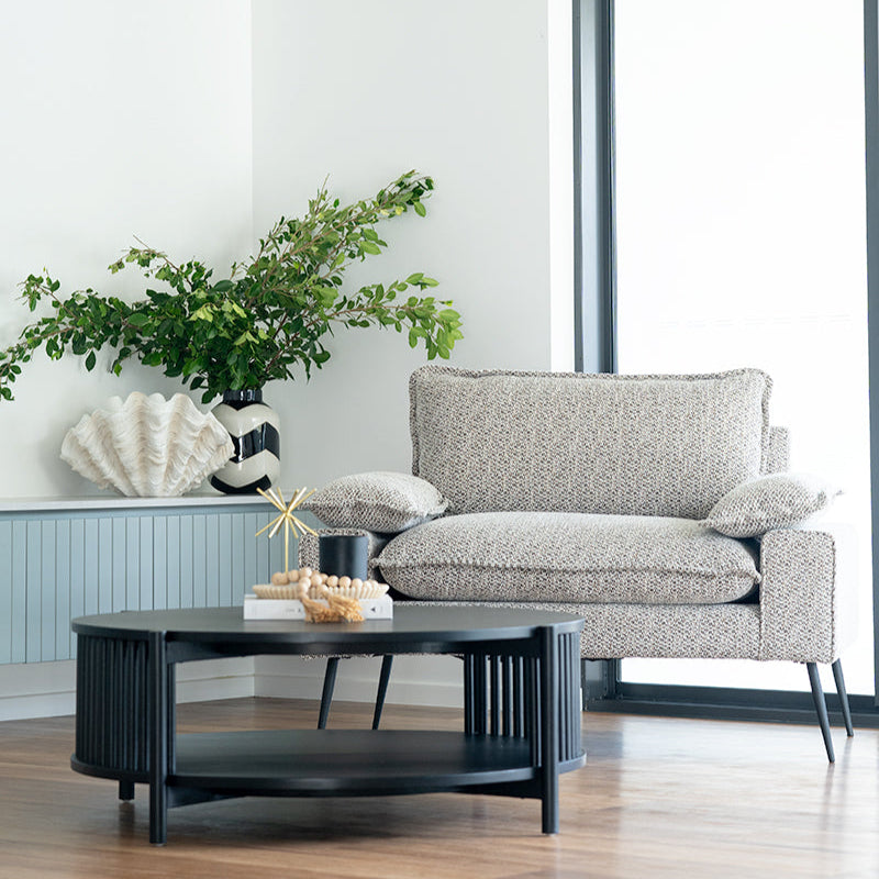 Sage Round Acacia Wood Coffee Table – Black – 1.0m