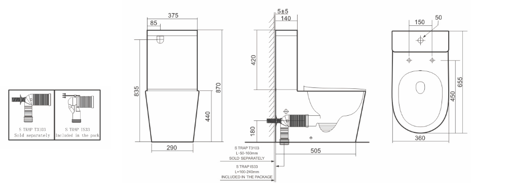 THEA Luxury VEGA Rimless Back to Wall Smart Toilet Suite