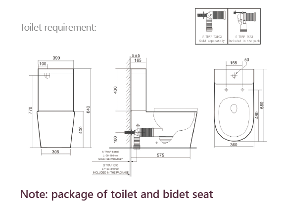 CATANIA Standard LUNA Rimless Back to Wall Smart Toilet Suite