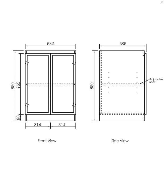 Hampshire Black Laundry Base Cabinet (632x584x880)