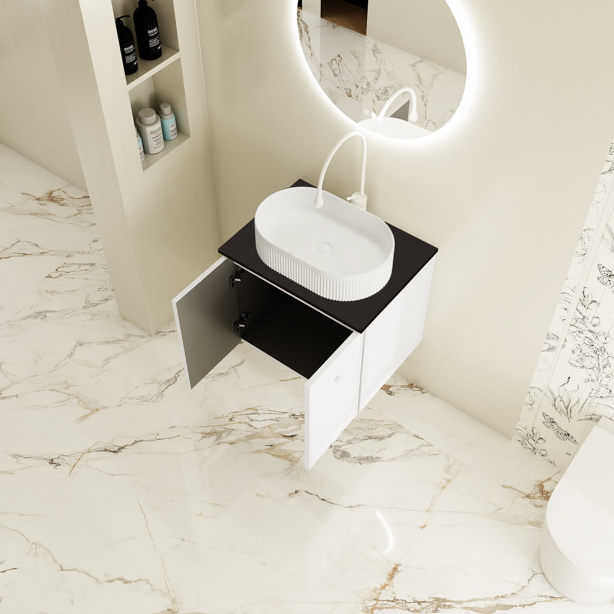 Seattle Wall Hung Vanity Cabinet Matte White
