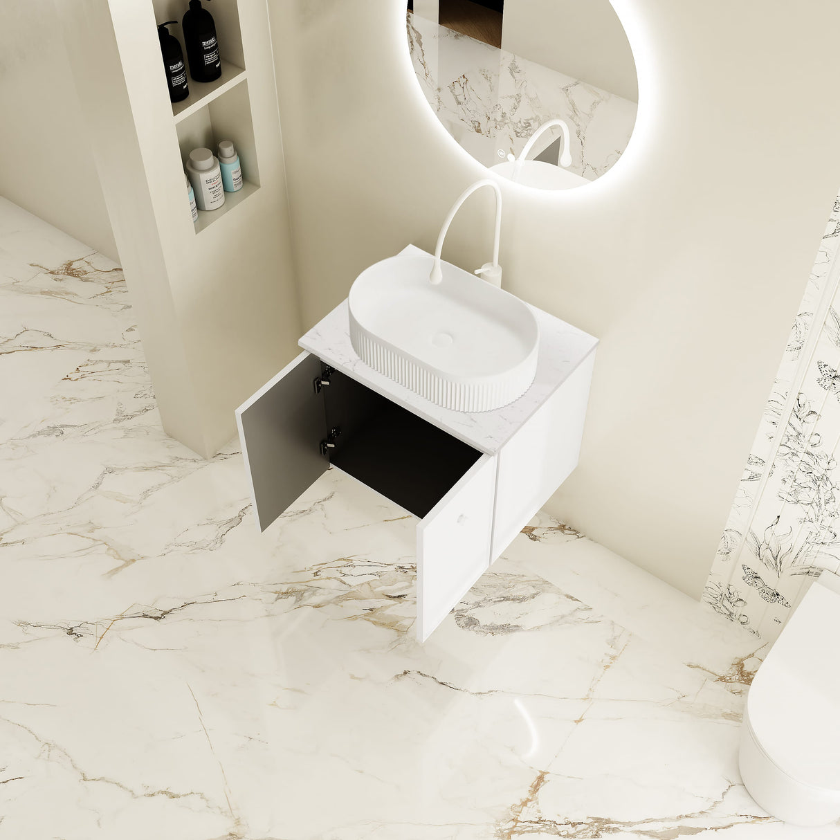 Seattle Wall Hung Vanity Cabinet Matte White