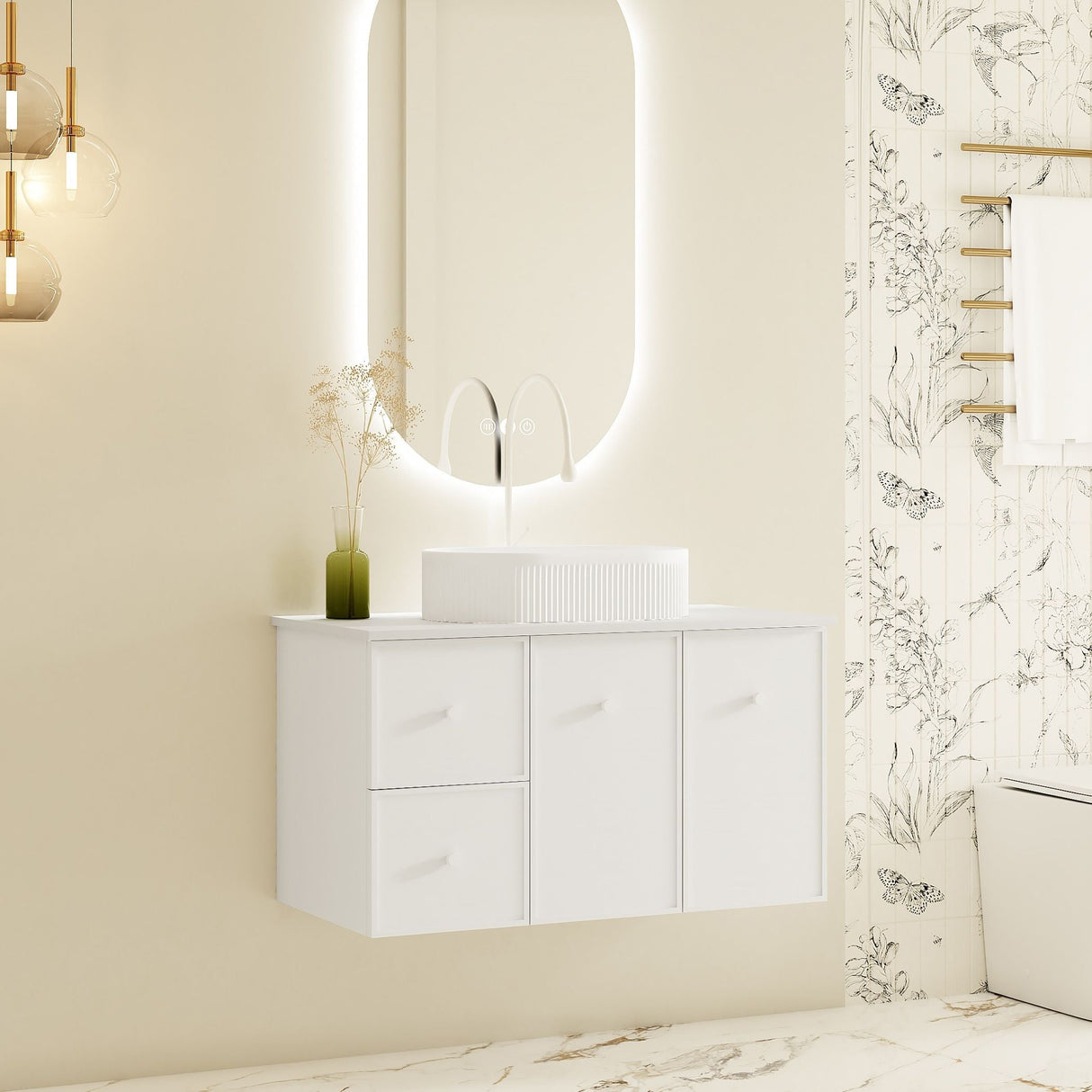 Seattle Wall Hung Vanity Cabinet Matte White