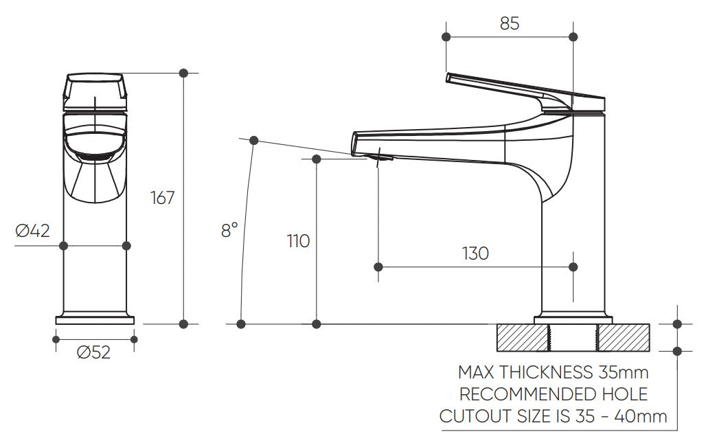 Sereia Basin Mixer Lead Free drawing