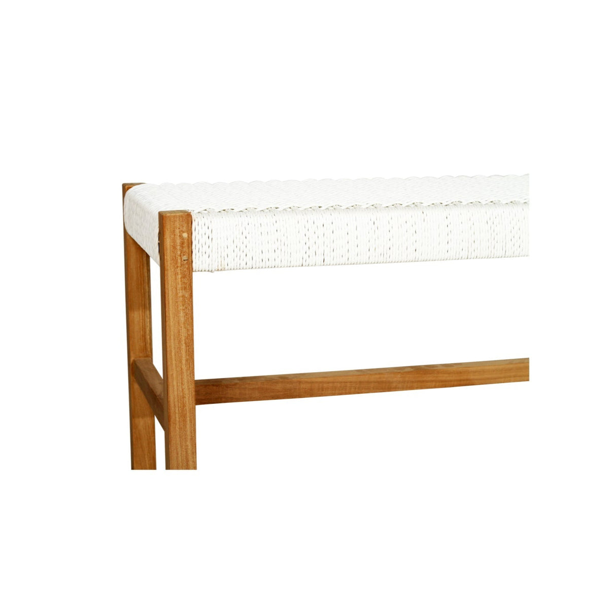 Sienna Woven Teak Bench Seat - White - Close Weave 1.52m