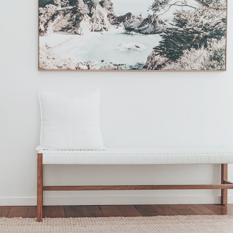 Sienna Woven Teak Bench Seat - White - Close Weave 1.52m
