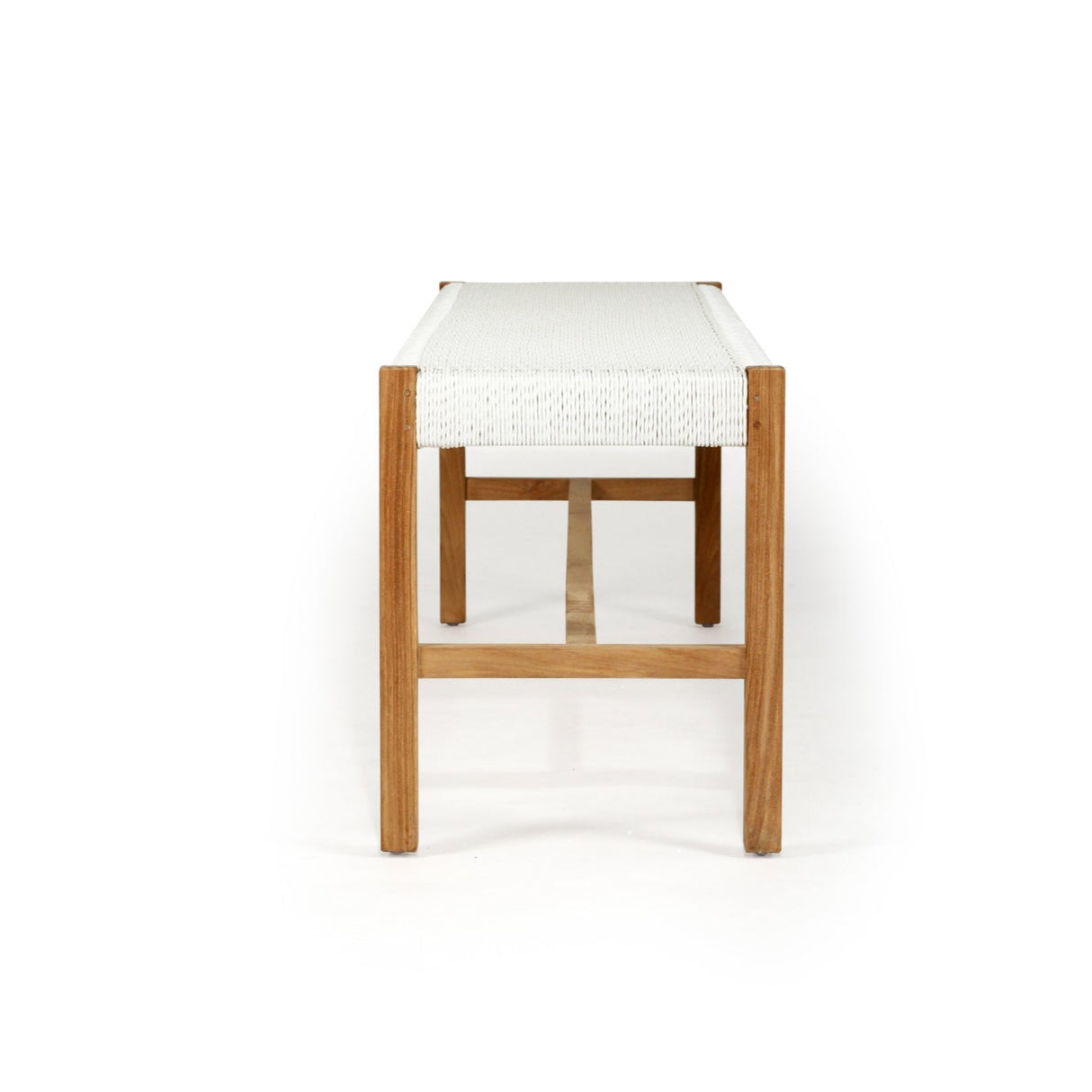 Sienna Woven Teak Bench Seat - White - Close Weave 1.52m