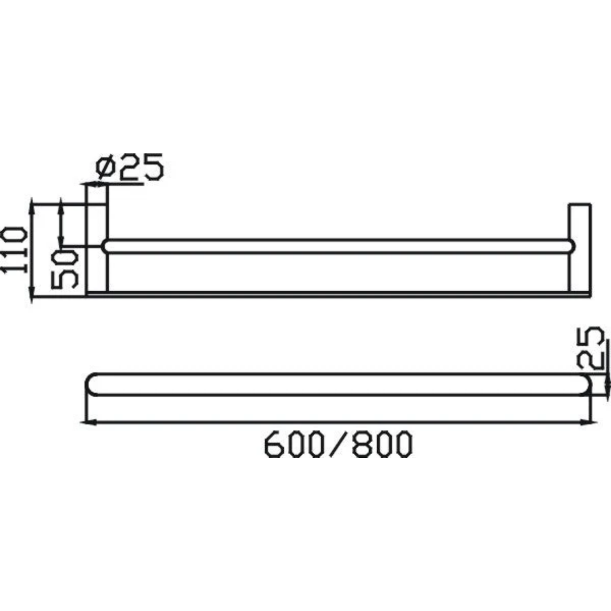 Sleek Double Towel Rail - 800mm
