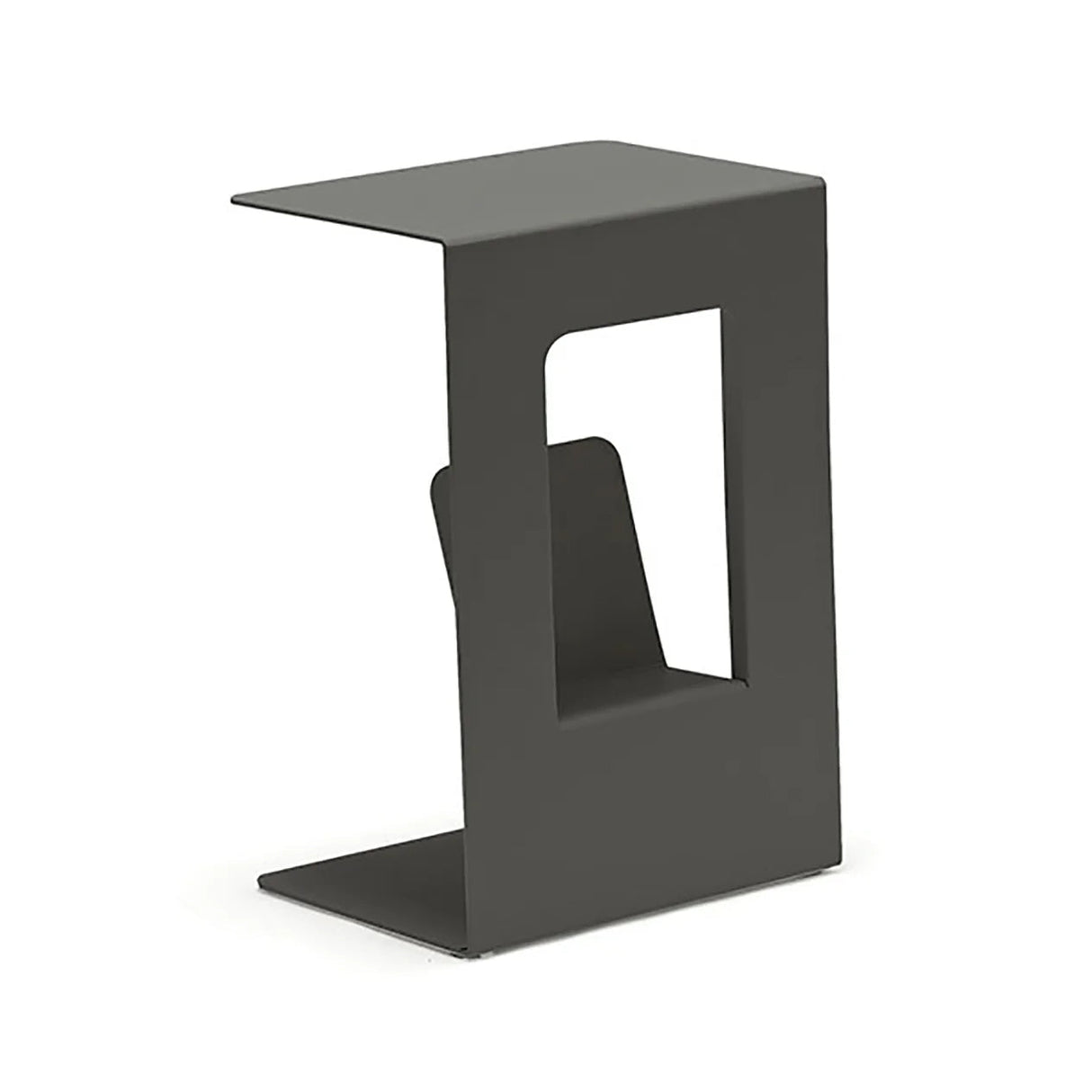 Sofia Outdoor Aluminium Magazine Side Table 40 cm in Charcoal/ Light Grey/Taupe/White