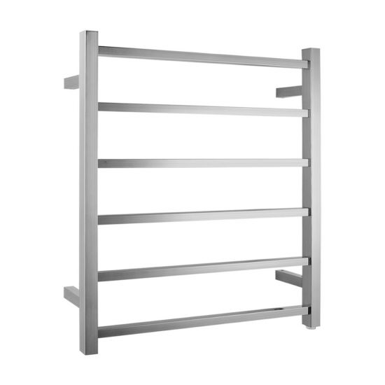 Square Electric Heated Towel Rack 6 Bars - Brushed Nickel