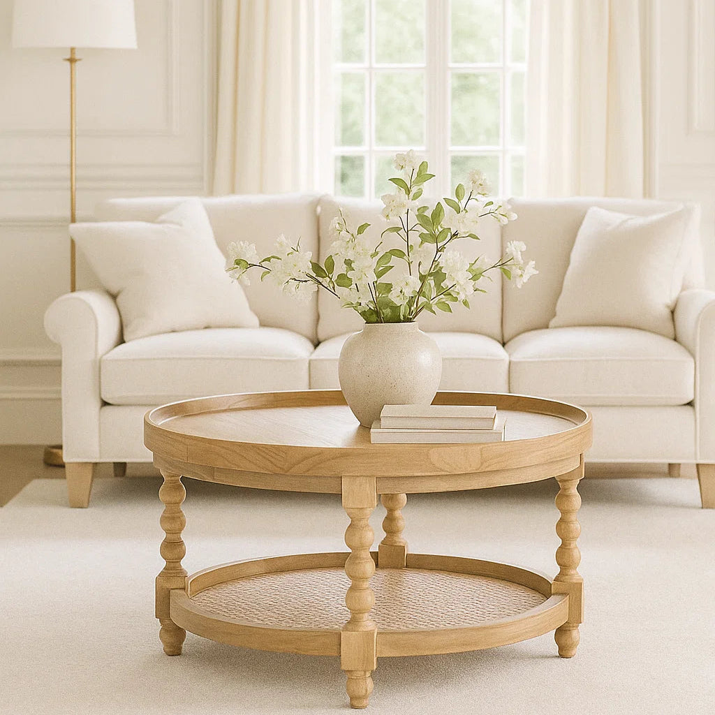 Stradbroke Bobbin Oak Coffee Table – Round