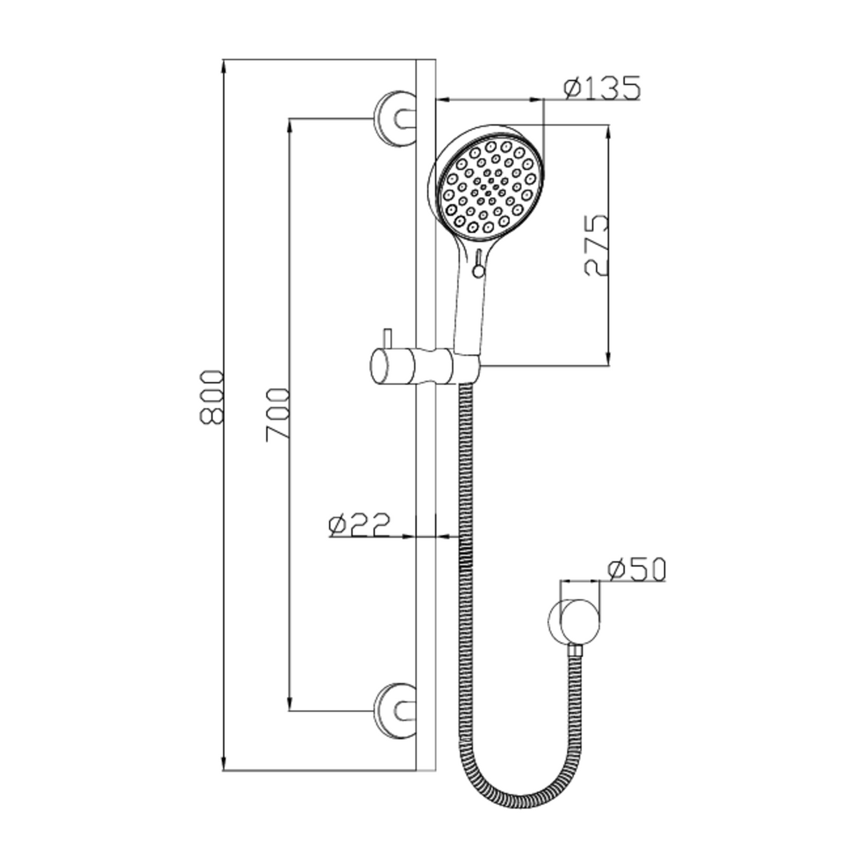 Sulu II Sliding Shower Set Drawing