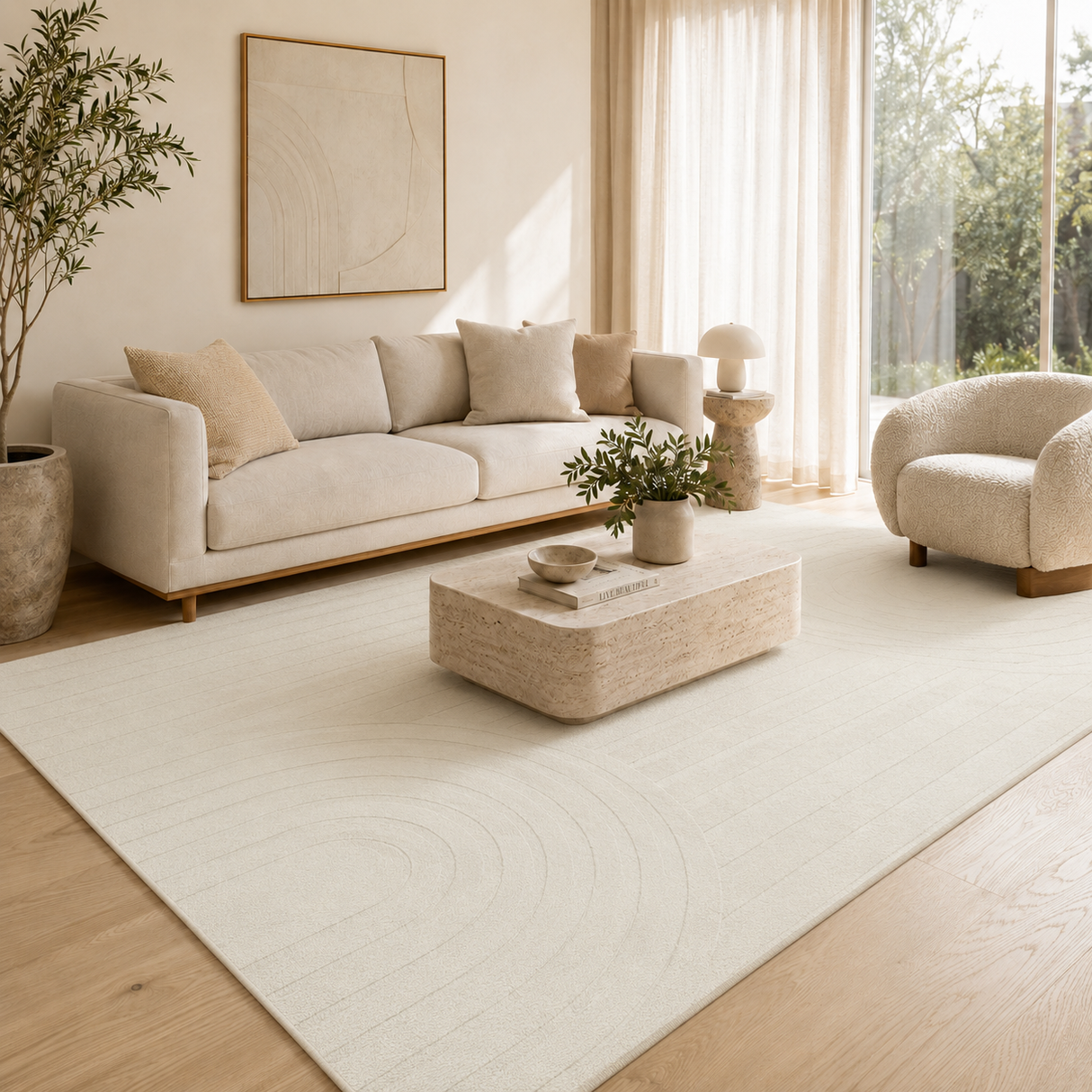 Summit Trail White Wool Viscose Rug