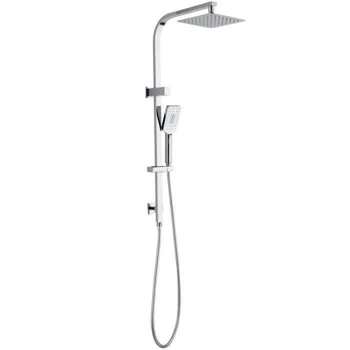 TARAN Chrome Twin Shower On Rail Top Inlet Square 200mm