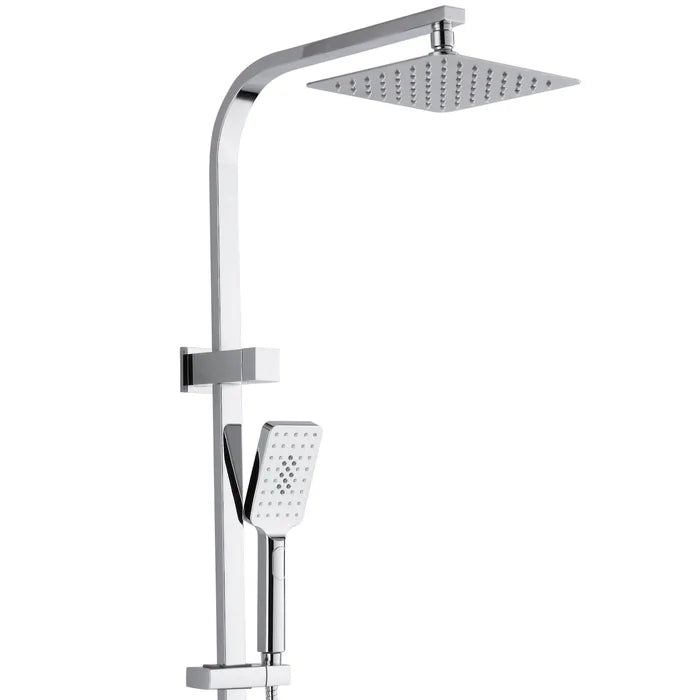 TARAN Chrome Twin Shower On Rail Top Inlet Square 200mm