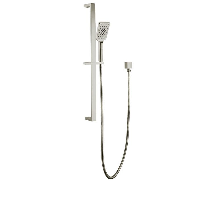 TARAN Shower Rail with Square Handheld Shower Piece - Brushed Nickel