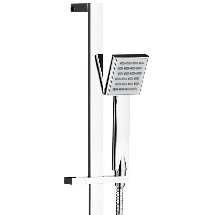 TARAN Shower Rail with Square Handheld Shower Piece - Chrome