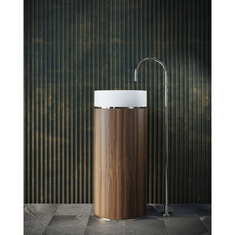 Tesoro Chrome Frame Solid Surface Free Standing Basin (White) - Clearance