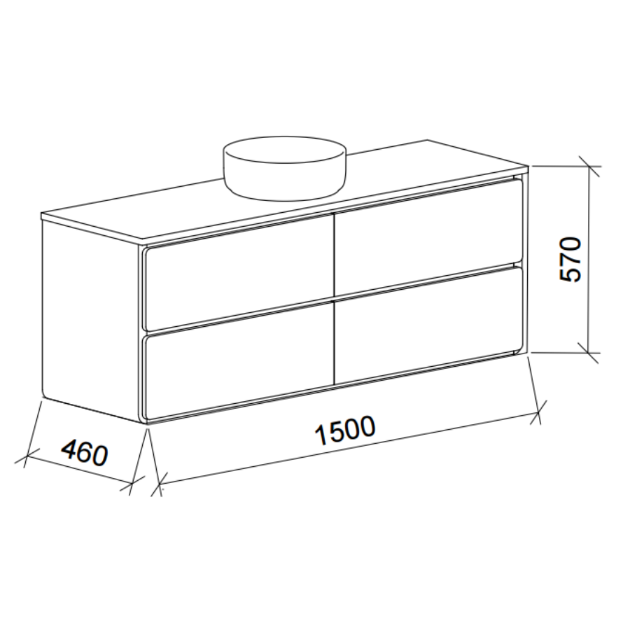 Timberline COLBY Wall Hung Vanity (All Sizes)