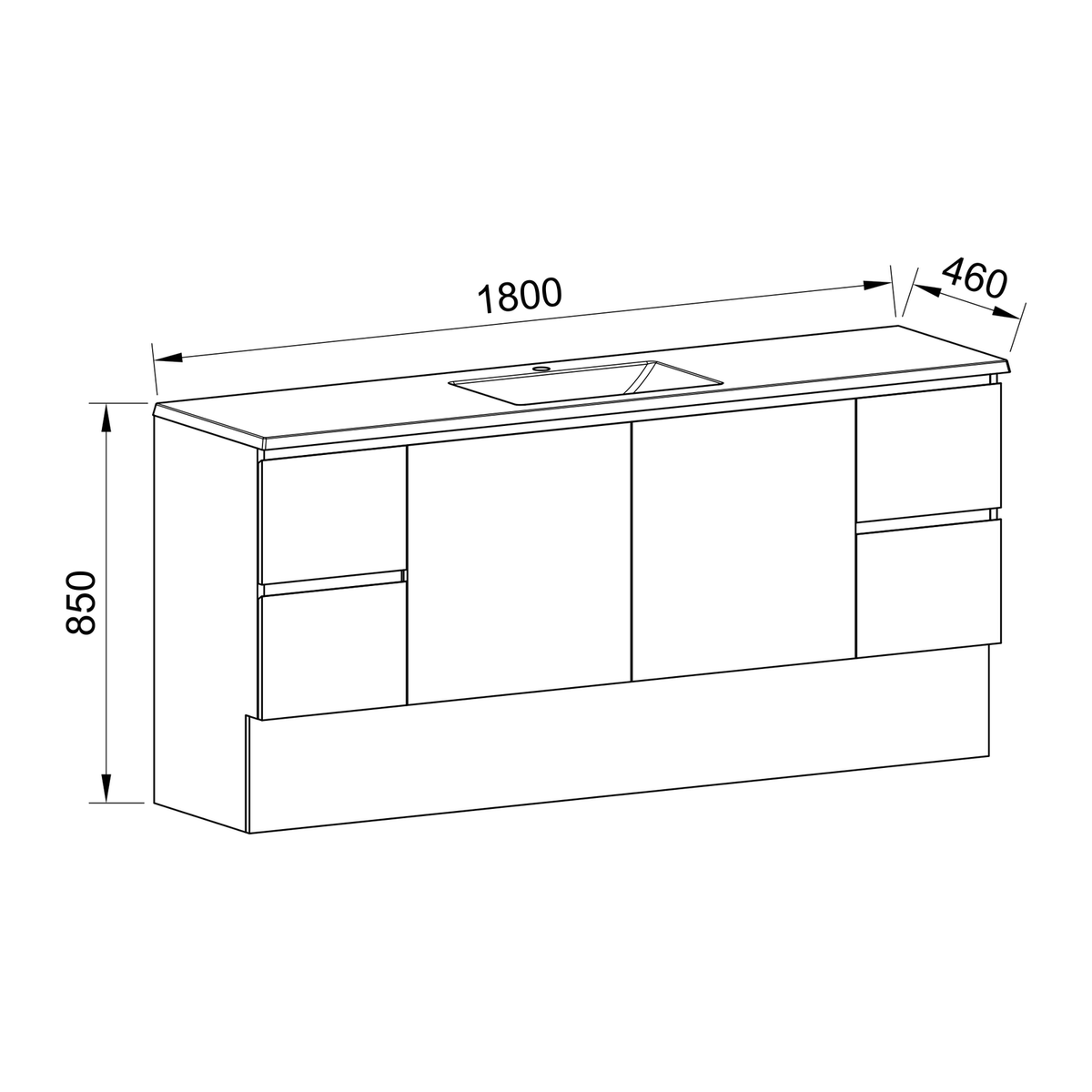 Timberline Carlo Floor Standing Vanity 1800mm Centre Bowl