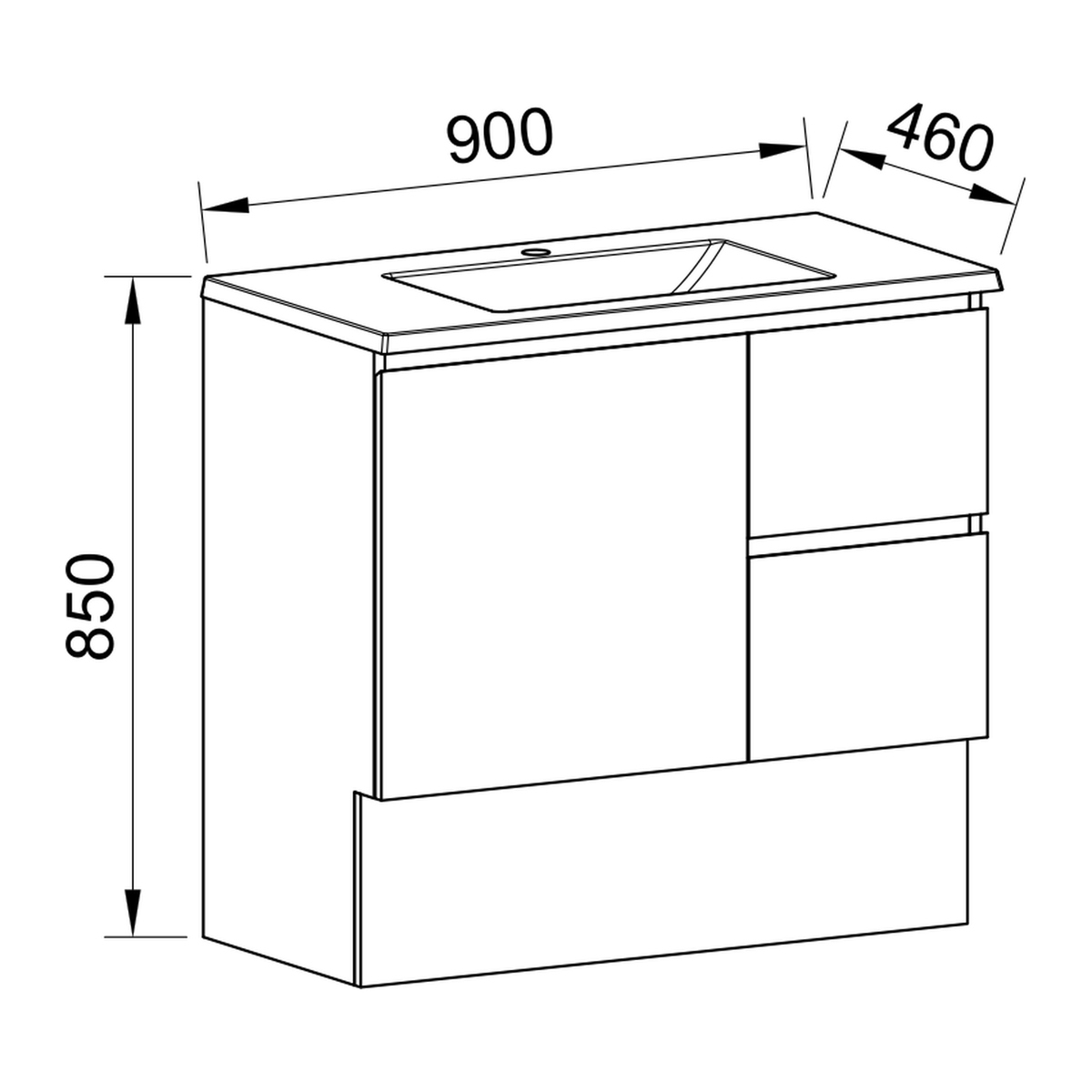 Timberline Carlo Floor Standing Vanity 900mm