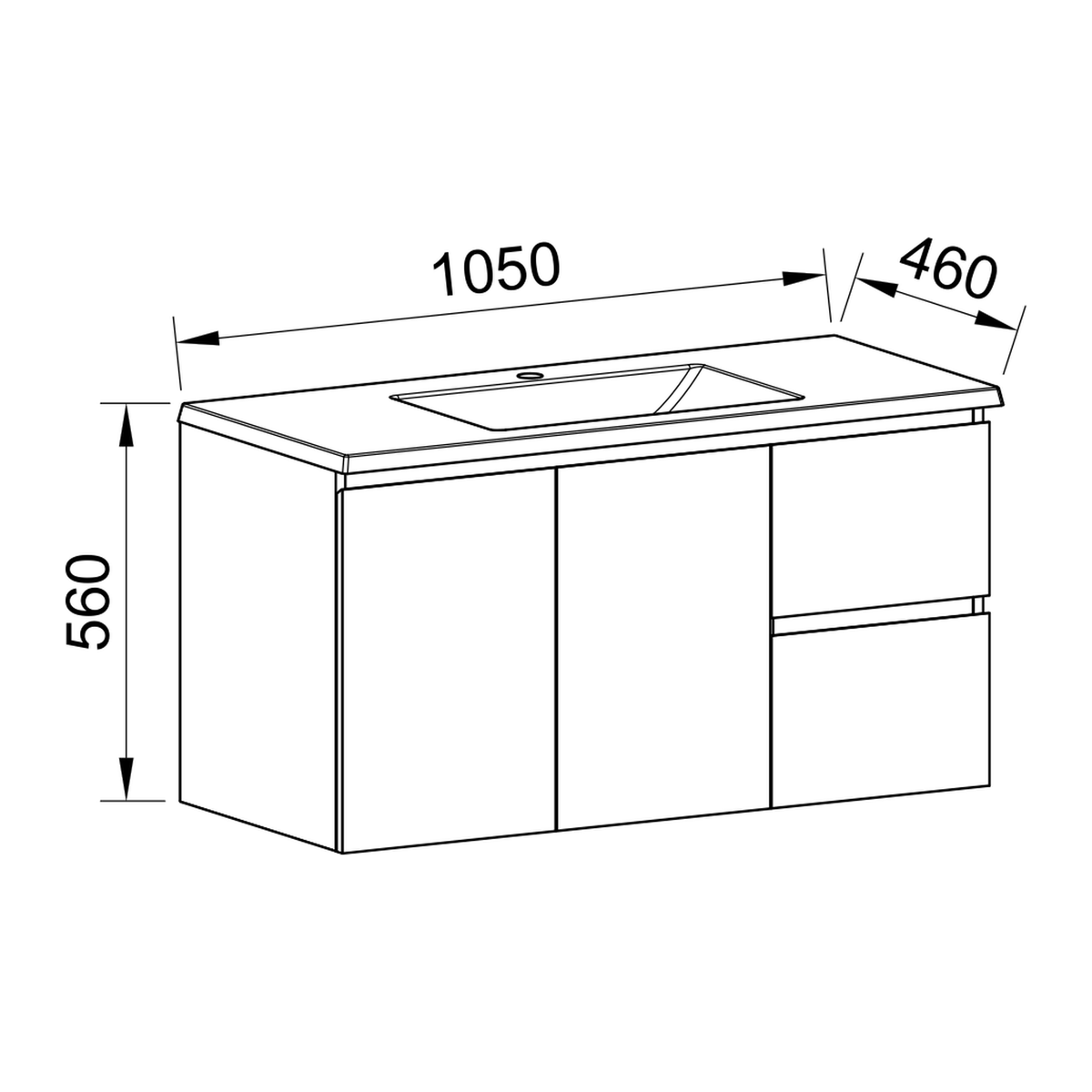 Timberline Carlo Wall Hung Vanity 1050mm