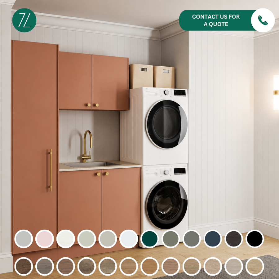 Timberline Custom 1350mm Laundry With Tall And Wall Cabinet Package