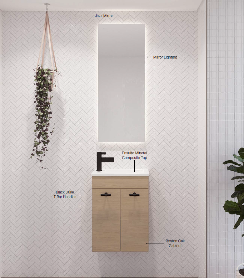 Timberline ENSUITE Single Bowl Wall Hung Vanity (All Sizes)