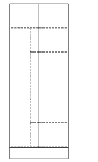 Timberline Modular Laundry 800mm Tall Cabinet - 2 Doors With Broom Section