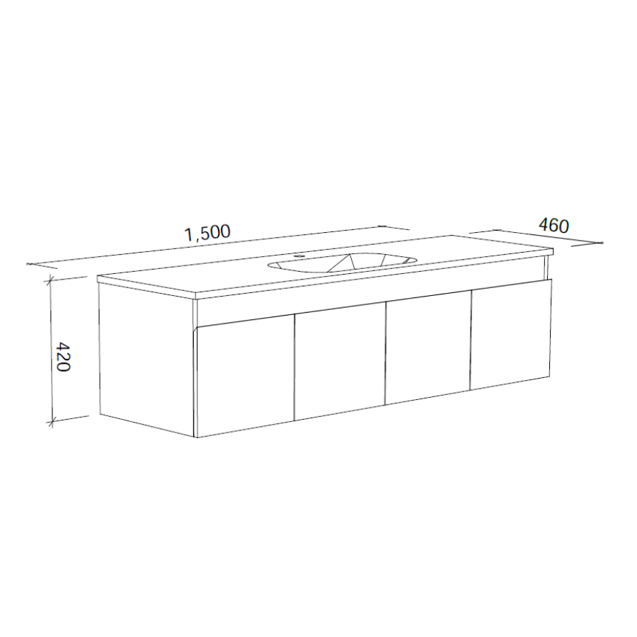 Timberline ROCKFORD Wall Hung Vanity (All Sizes)