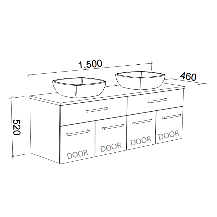 Timberline TAYLOR Wall Hung Vanity (All Sizes)