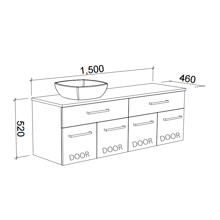 Timberline TAYLOR Wall Hung Vanity (All Sizes)