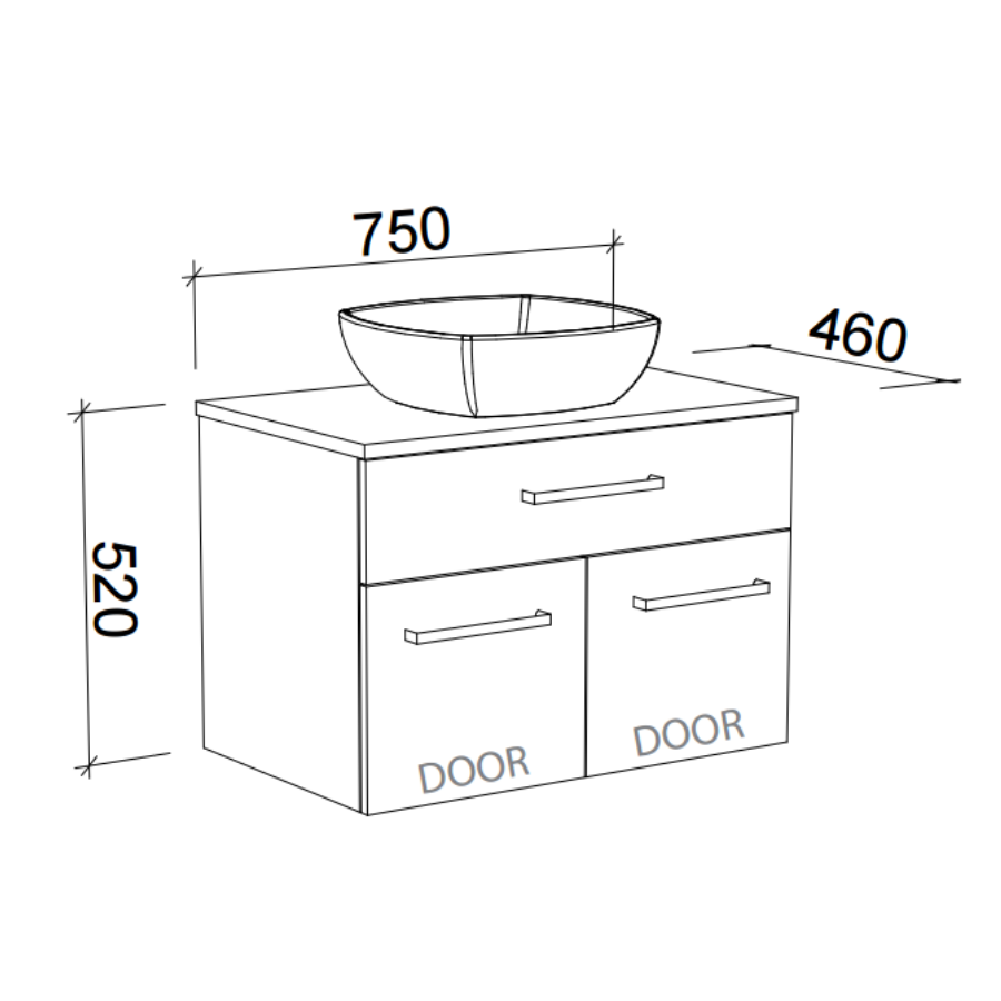 Timberline TAYLOR Wall Hung Vanity (All Sizes)