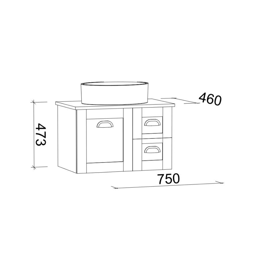 Timberline VICTORIA Wall Hung Vanity (All Sizes)