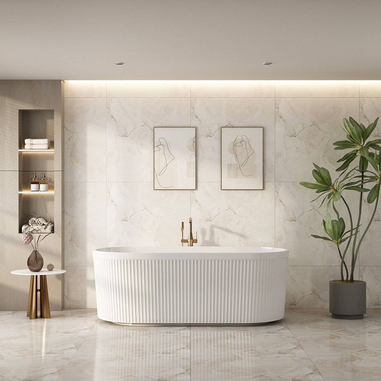 Tyler Freestanding Fluted Bathtub (Gloss White) (1500/1700mm)
