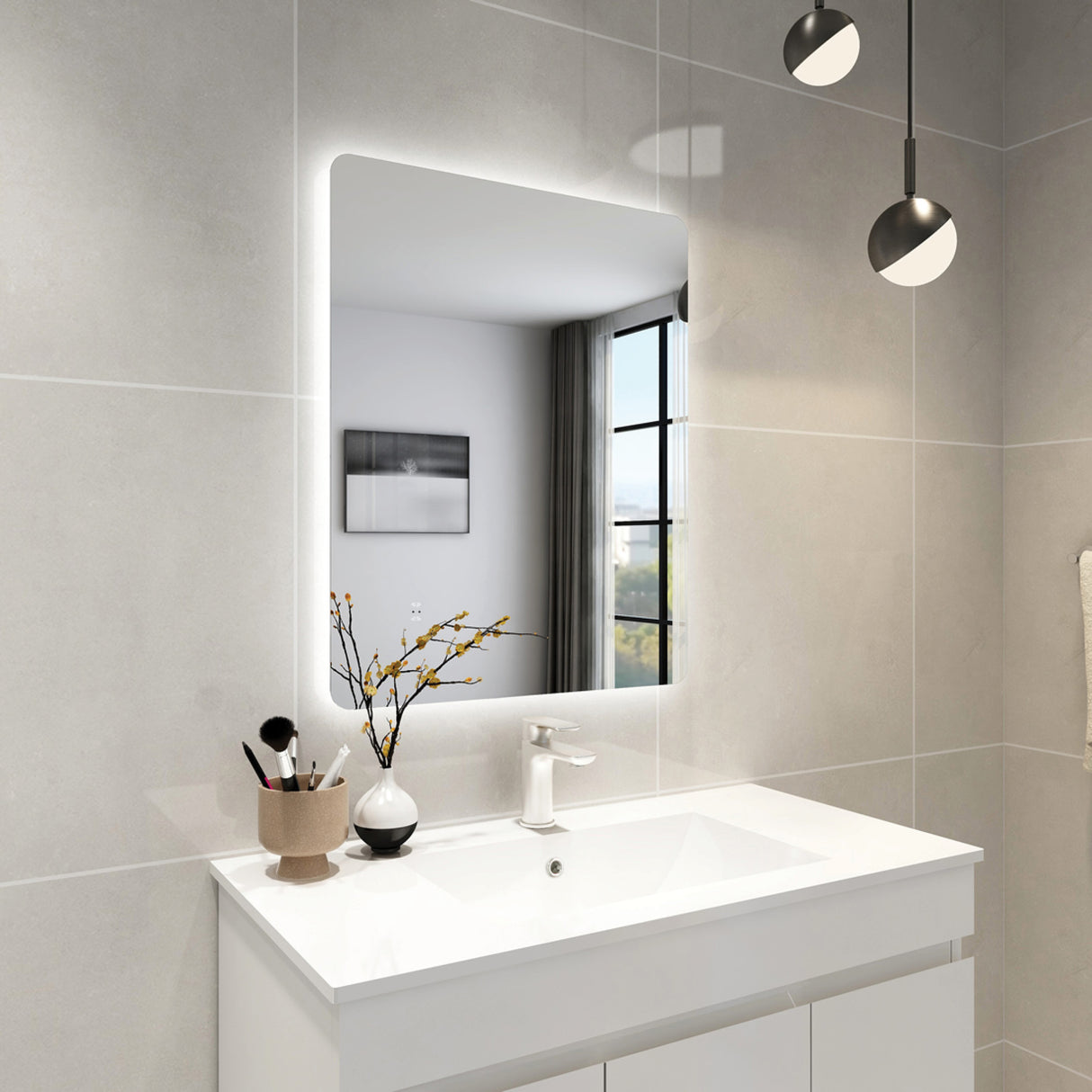 POS LED Rectangular Backlit Frameless Mirror 750/900