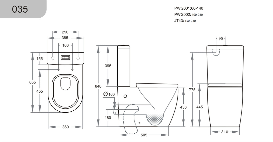 Dune Tornado Rimless White Toilet Suite
