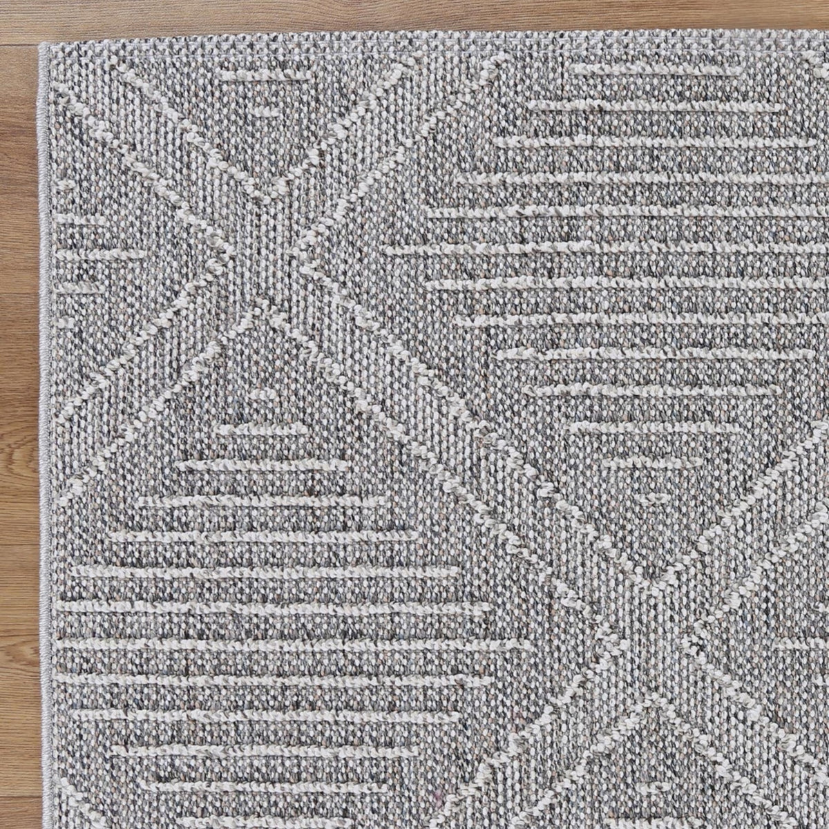 Vanuatu Vouza Grey Geometric Flatweave Rug