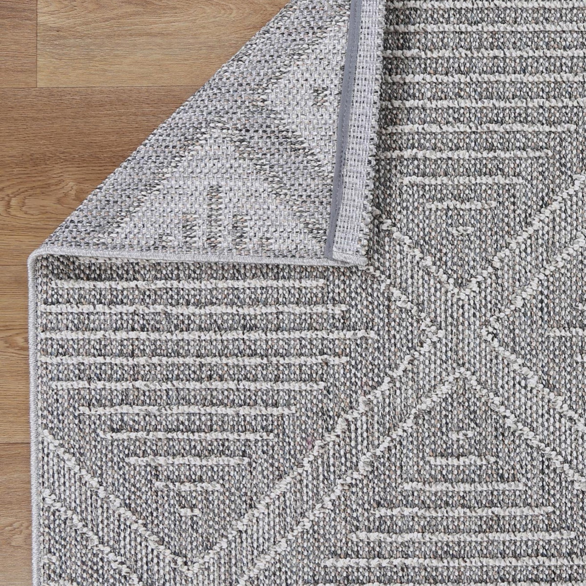 Vanuatu Vouza Grey Geometric Flatweave Rug