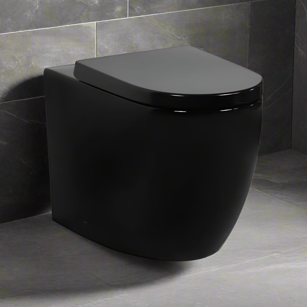 Veda Tornado Wall Faced Floor Gloss Black Toilet