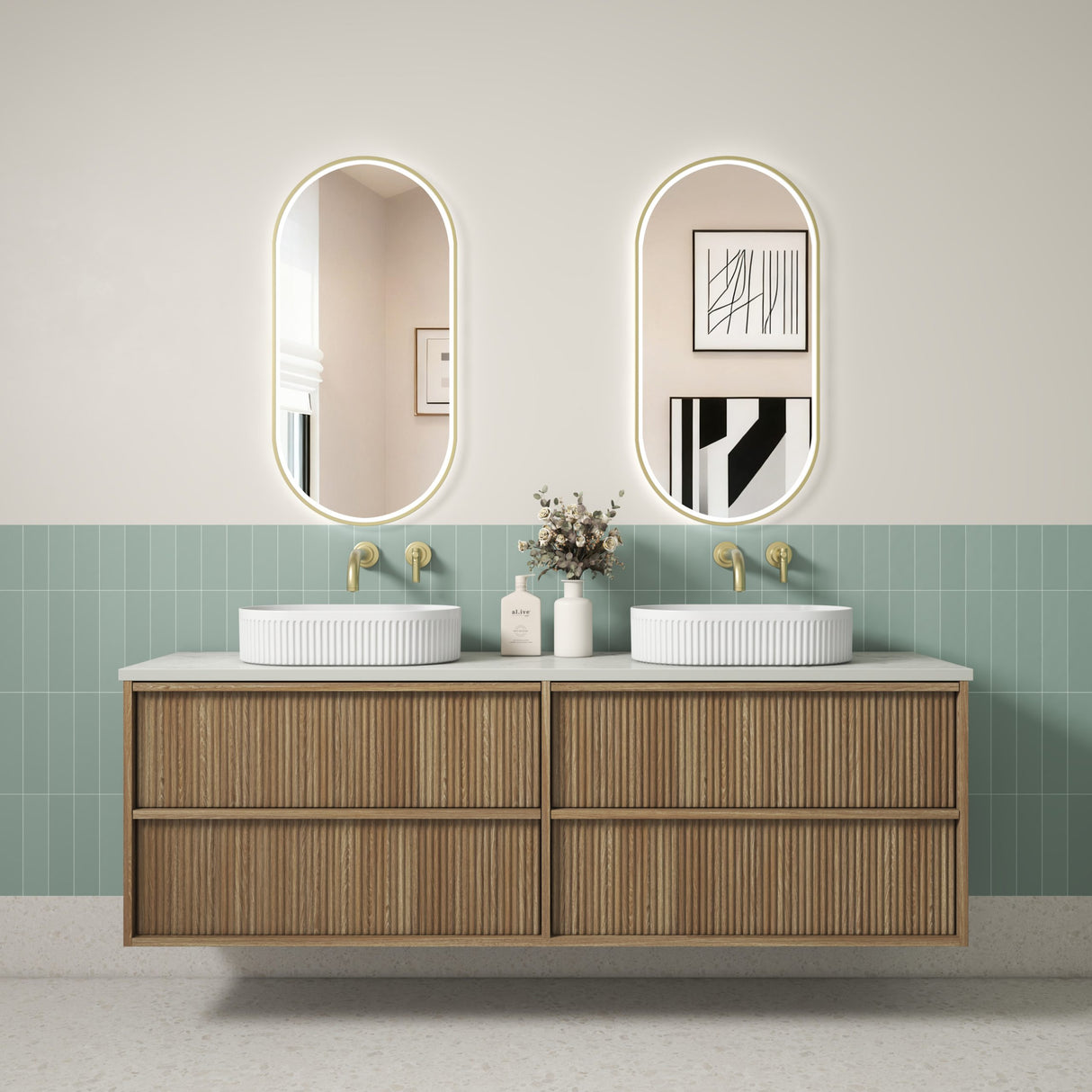 VENETTA Fluted Wall Hung Vanity Harvest Oak