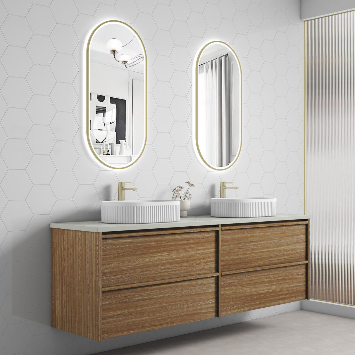 VENETTA Framed Wall Hung Vanity Harvest Oak