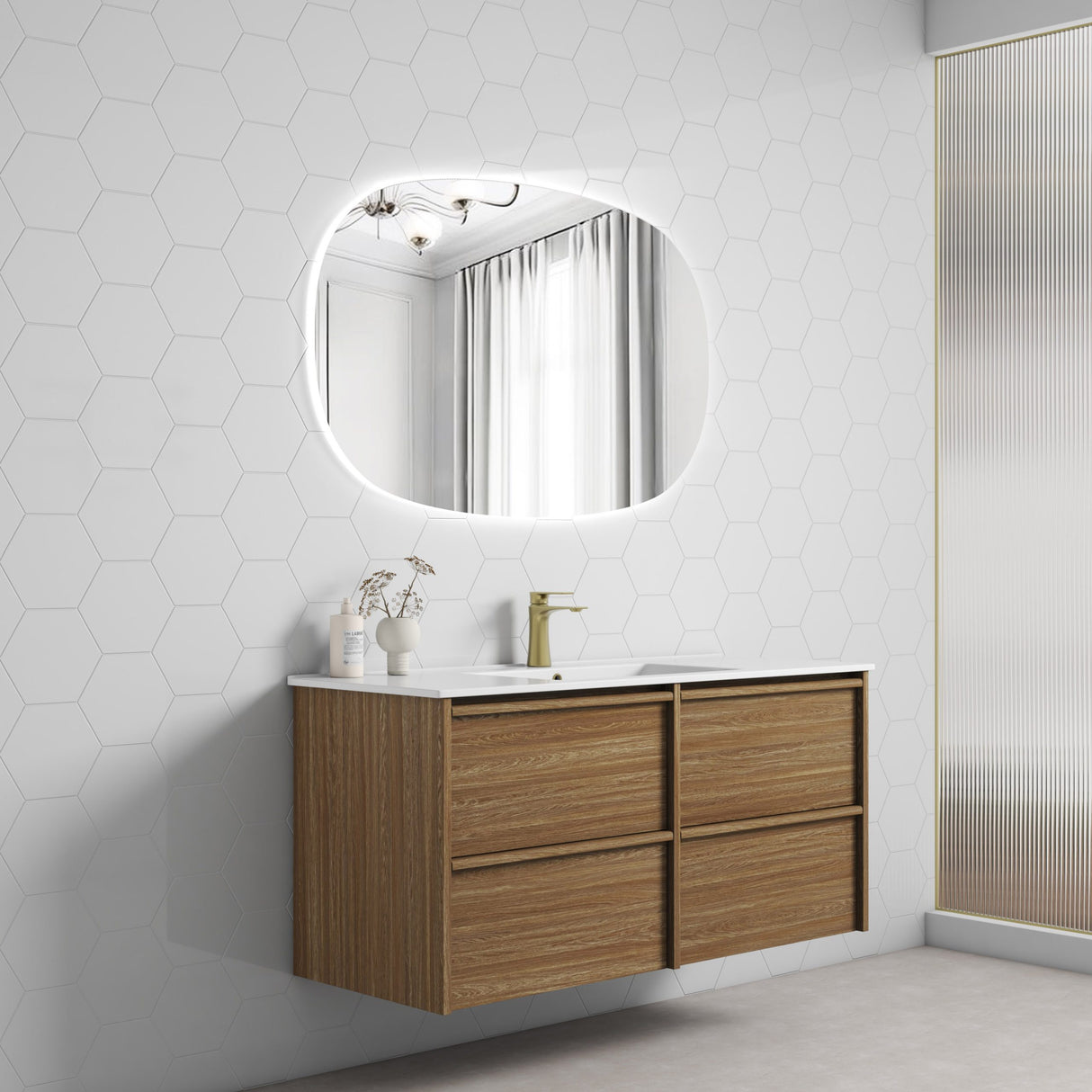 VENETTA Framed Wall Hung Vanity Harvest Oak